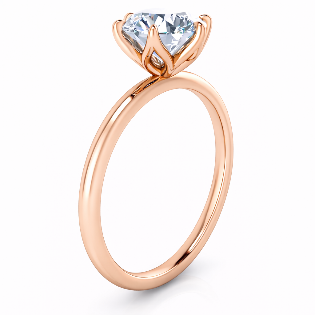 14K 6 Prong Round Tulip Solitaire Size 7.